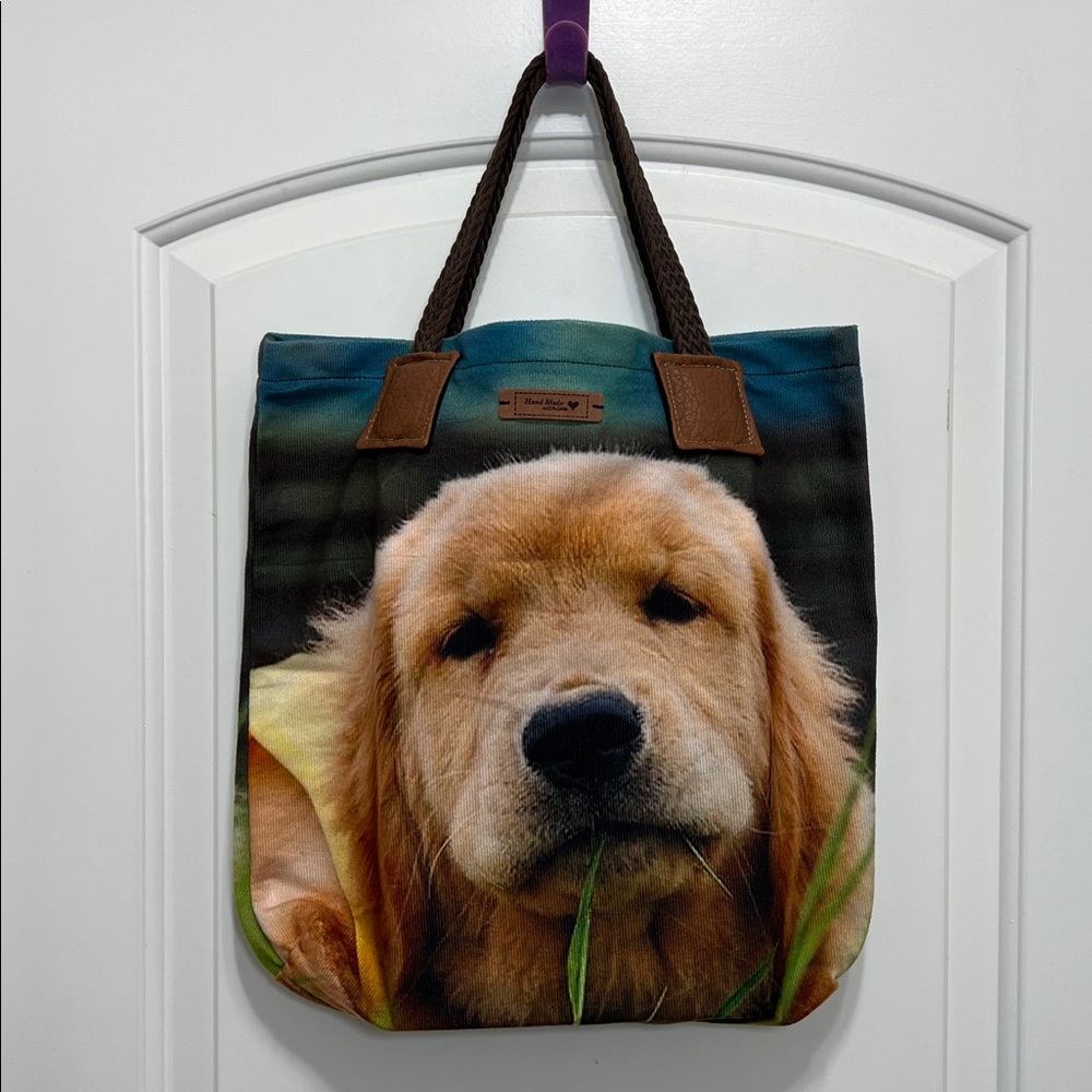 Handmade Golden Retriever Print Tote Bag